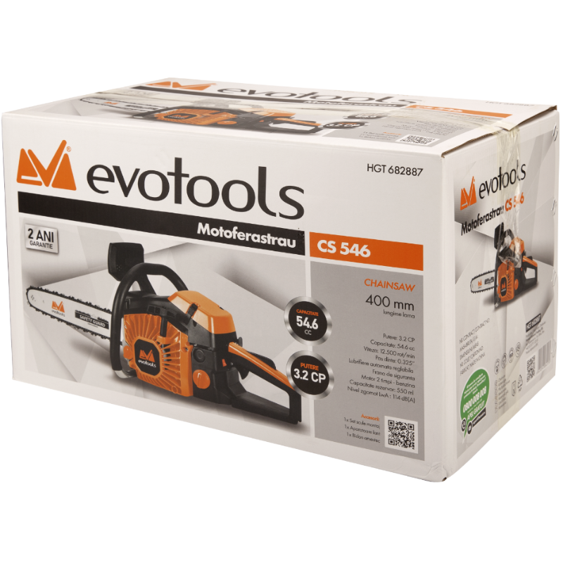 Motoferastrau, 3.2 CP, Sistem Easy Start, Frana Lant Rapida, Lant 400 mm, Intindere Laterala, 52x27x28.5 cm [4]