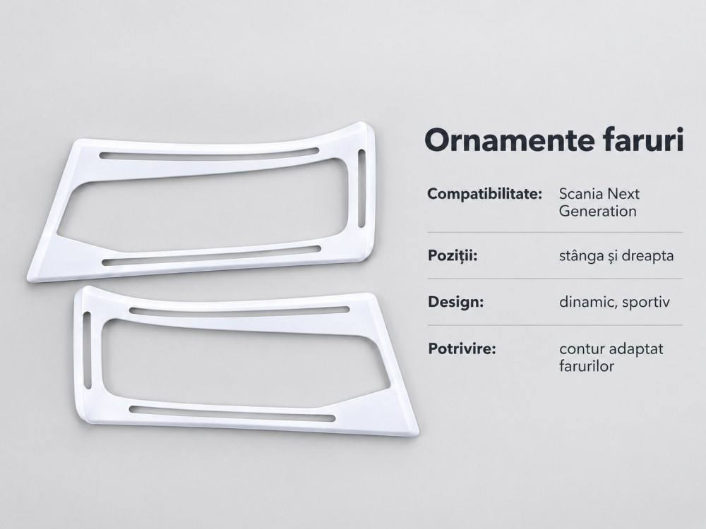 Ornamente, pleoape faruri Scania Next Generation, set stanga si dreapta, design sportiv [8]