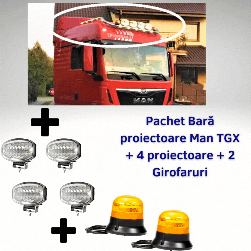 Pachet complet Bara proiectoare Man TGX XXL, GX, GM + 4 proiectoare + 2 girofaruri [1]