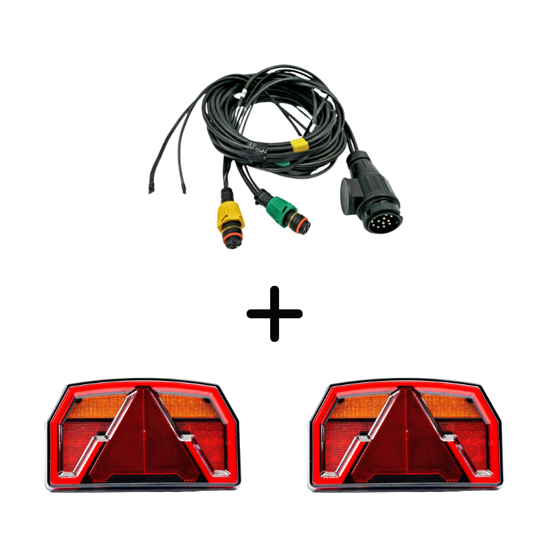 Pachet iluminare remorca FT-371 NT LED O BAJONET – triple + cablaj 12m, 13Pini [2]