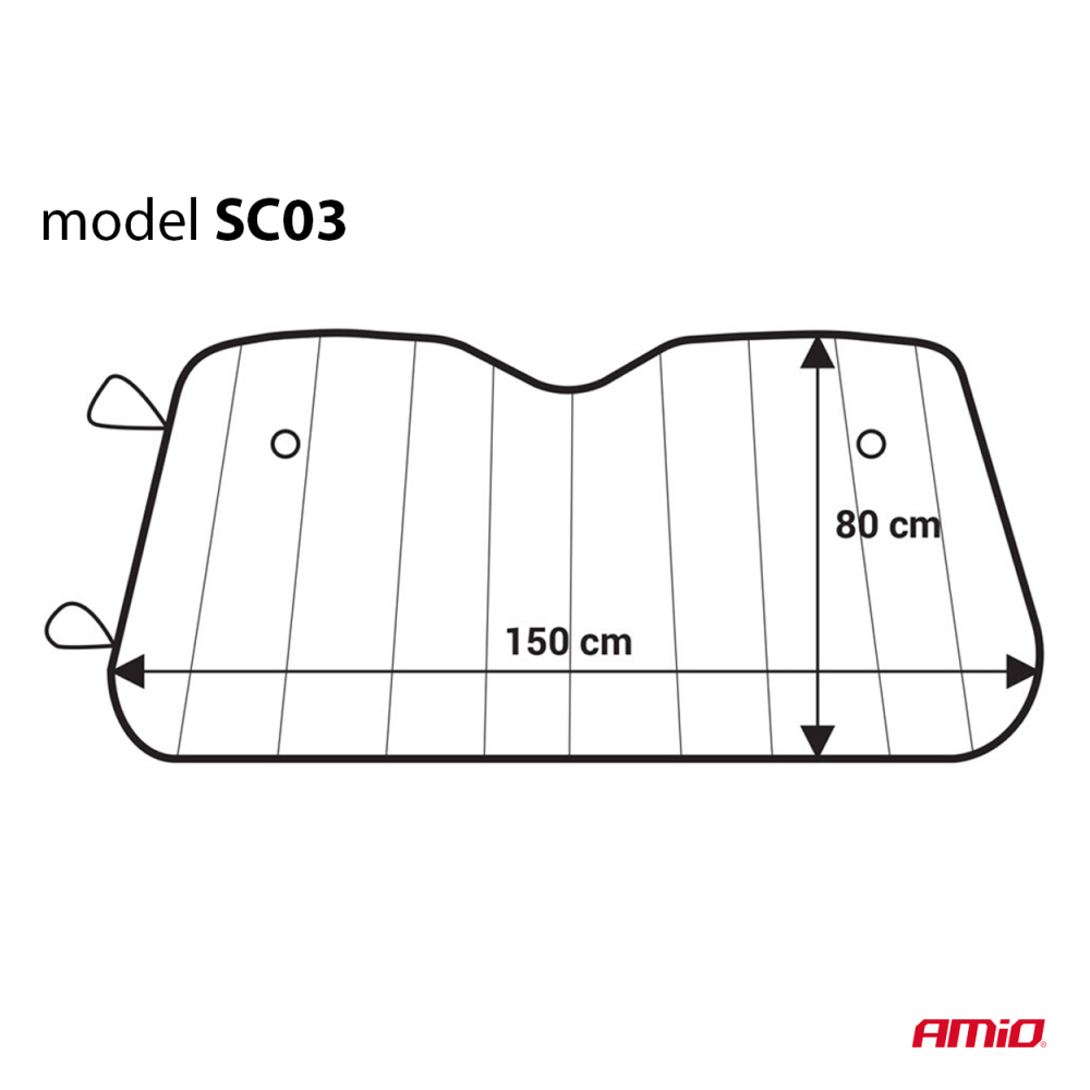 Parasolar Auto Parbriz 150x80cm, Argintiu, Cu Bule PE - Protectie Solara [2]