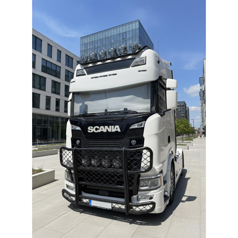 Parasolar pentru SCANIA NG S&R 2016-, kit montaj inclus, decupaje pentru 5 lampi de gabarit, adancime 39 cm [2]