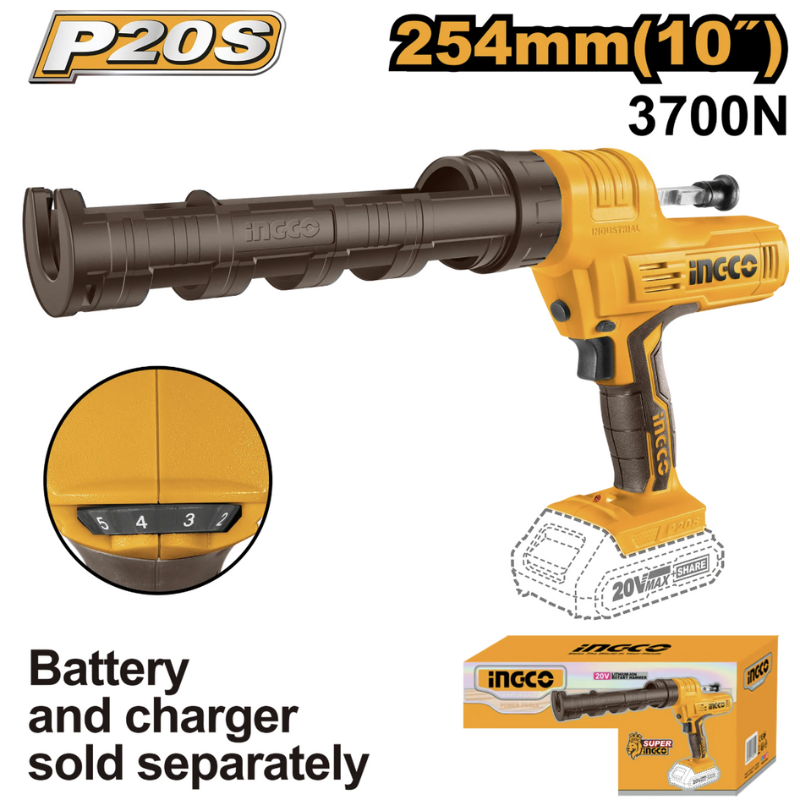 Pistol pentru silicon, 20V, forta impingere 3700N, cartus 25.4 cm, viteza variabila, etansare si lipire profesionista [4]