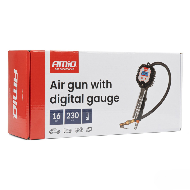 Pistol umflat roti, manometru digital, 16 bar, 230 psi, 1/4 inch, compresor aer, anvelope auto [8]