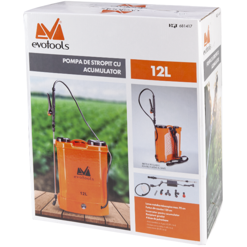 Pompa de stropit cu acumulator inclus, 12l, 5 duze, pentru gradina si livada [2]