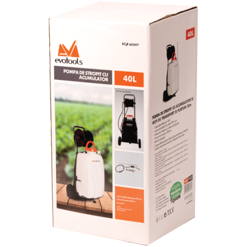 Pompa de Stropit cu Acumulator, Roti de Transport si Furtun 30M, 40L [4]
