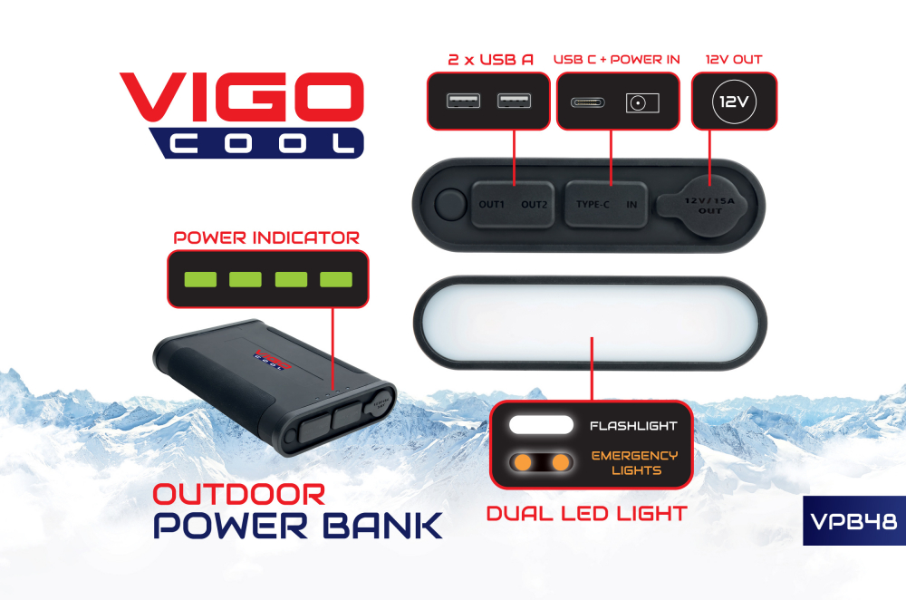 Power Bank Outdoor, 48000mAh, 2 x USB, USB-C, Negru [5]