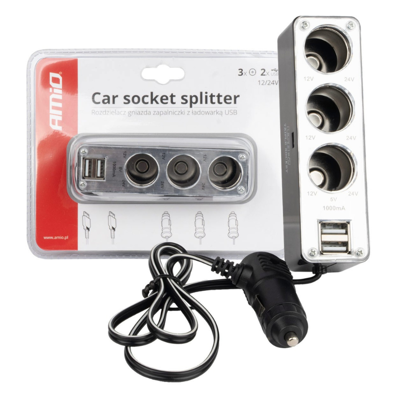 Prelungitor Priza Bricheta Auto SOC3, 3 Prize + 1 USB [1]