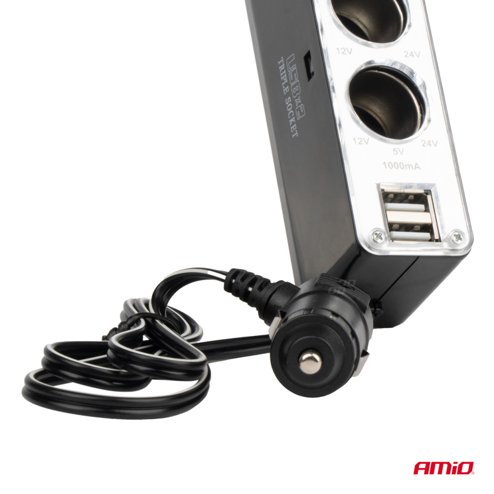 Prelungitor Priza Bricheta Auto SOC3, 3 Prize + 1 USB [4]