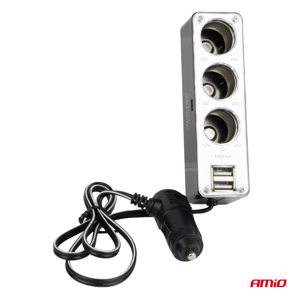 Prelungitor Priza Bricheta Auto SOC3, 3 Prize + 1 USB [2]