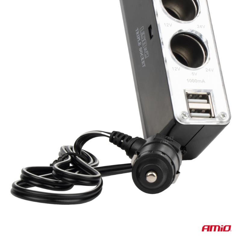 Prelungitor Priza Bricheta Auto SOC3, 3 Prize + 1 USB [4]