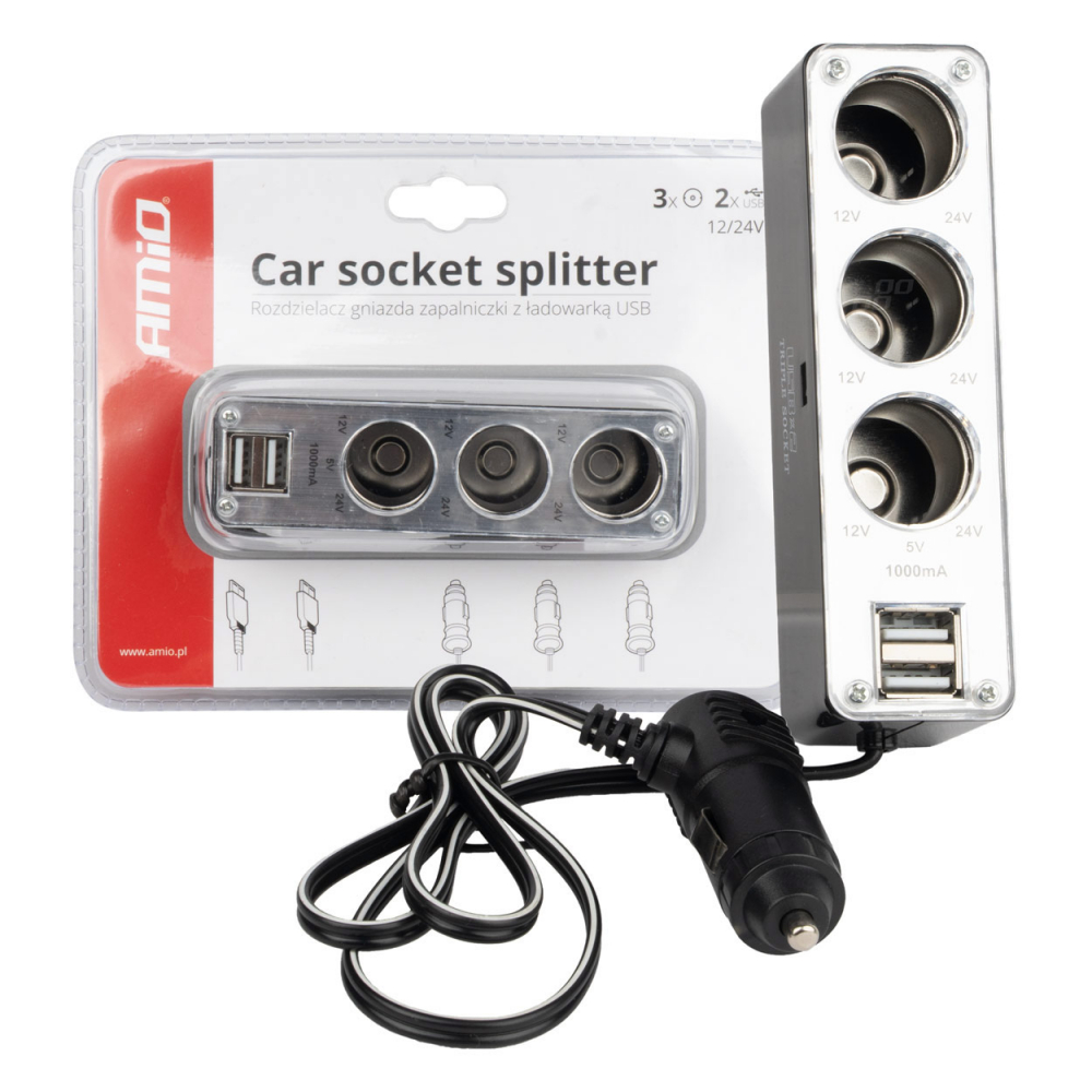Prelungitor Priza Bricheta Auto SOC3, 3 Prize + 1 USB [1]