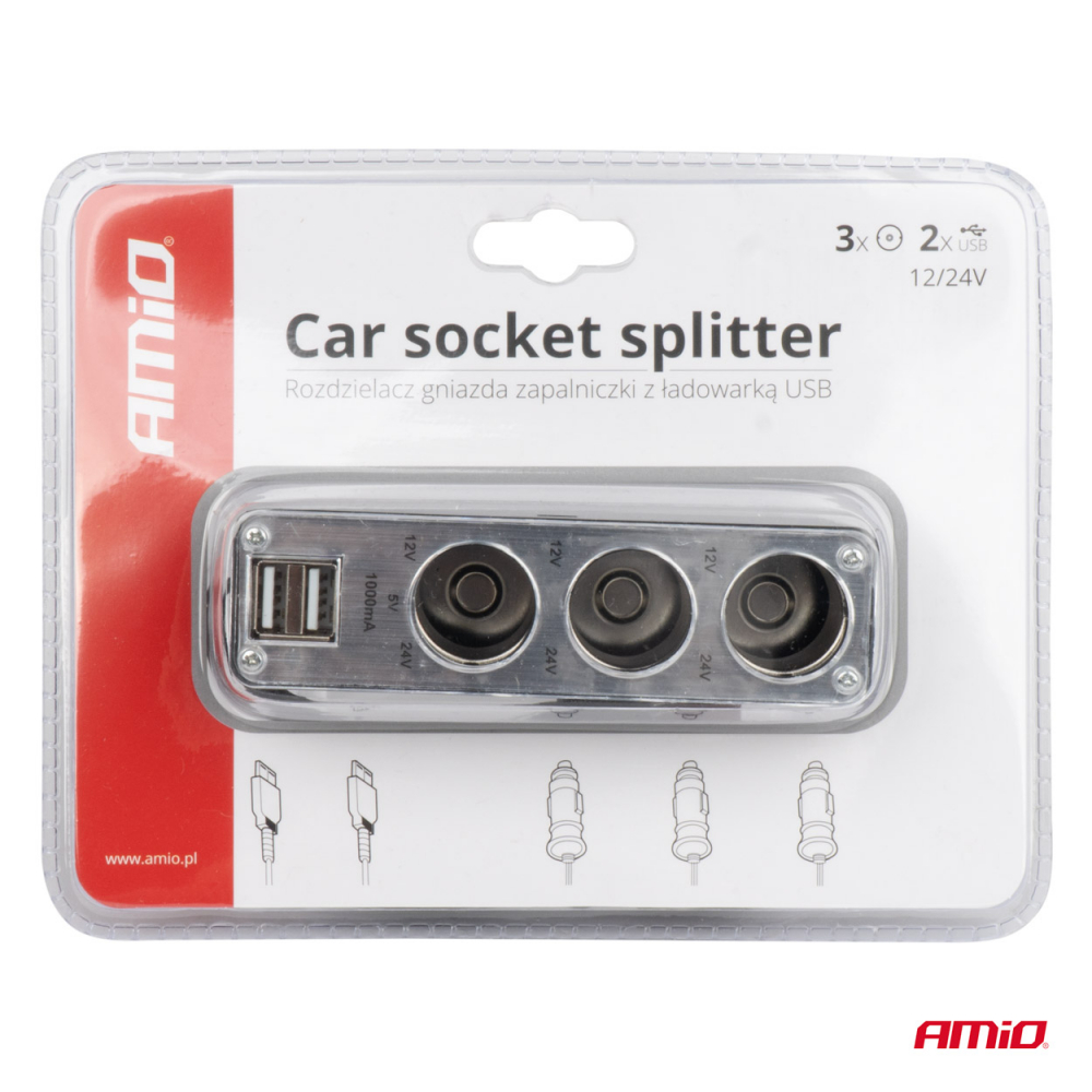 Prelungitor Priza Bricheta Auto SOC3, 3 Prize + 1 USB [5]