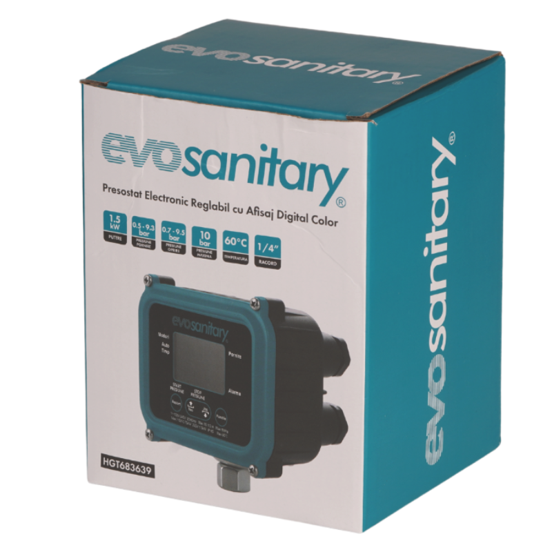 Presostat electronic digital cu afisaj color, 1.5 kW, 10A, presiune reglabila 0.5-9.5 bar, IP65 [2]