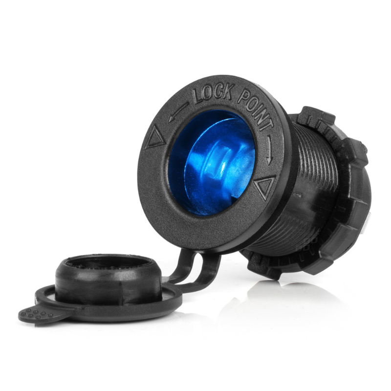 Priza Bricheta Auto Impermeabila, Iluminare LED Albastru, 12V/24V [1]