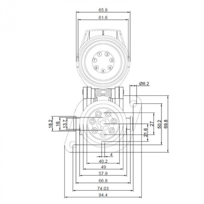 Priza electrica 7 pini, EBS, 24V - Truck LED E1217 [5]