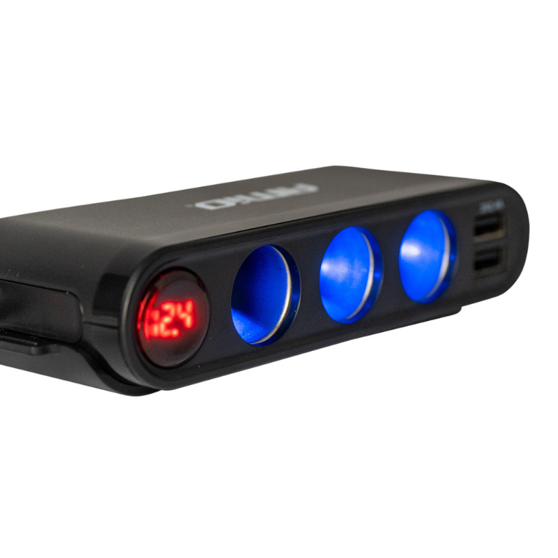 Priza Extensie Auto cu Voltmetru, 3 Prize Bricheta, PD30W, QC3.0, 2xUSB [5]