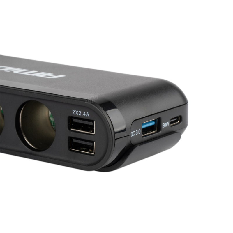 Priza Extensie Auto cu Voltmetru, 3 Prize Bricheta, PD30W, QC3.0, 2xUSB [3]