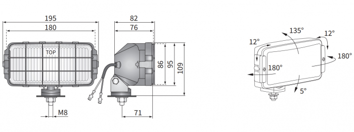 Proiector ceatafaza lunga, Halogen Mare Dreptunghular Cu Grila HP2 - Wesem HP2.11047 [2]
