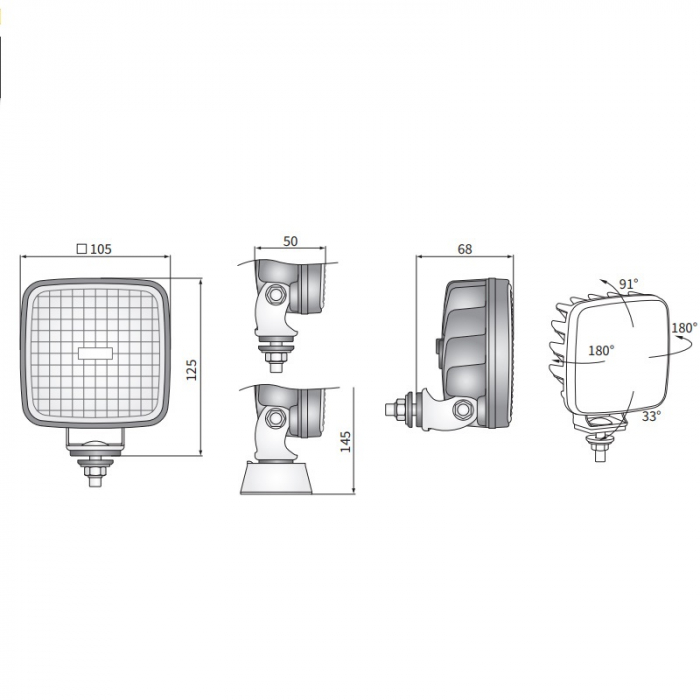 Proiector de lucru CRK2, LED, 10.5 x 10.5cm, 1600lm - Wesem CRK2C.54900 [3]