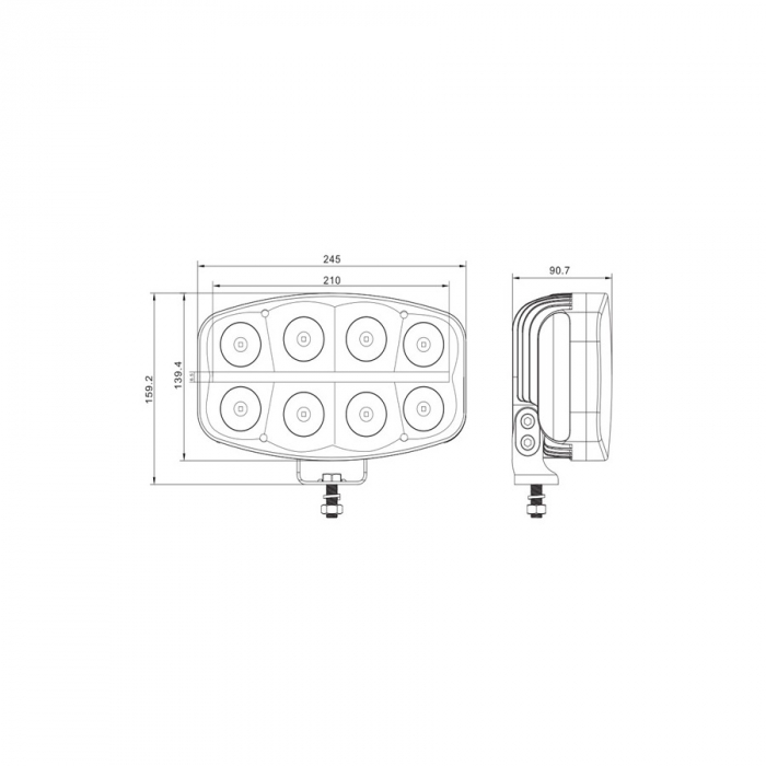 Proiector Full-Led, Pozitie si Faza Lunga Led, 1224V, Dreptunghiular - Oval - Truck LED L3412 [2]
