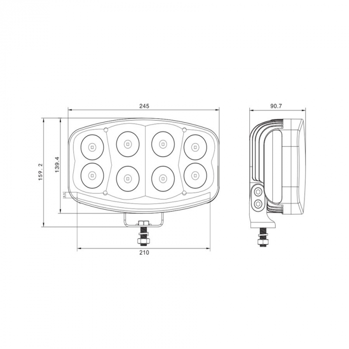 Proiector Full-Led, Pozitie si Faza Lunga Led, 1224V, Dreptunghiular - Oval, Jumbo - Truck LED L3413 [2]