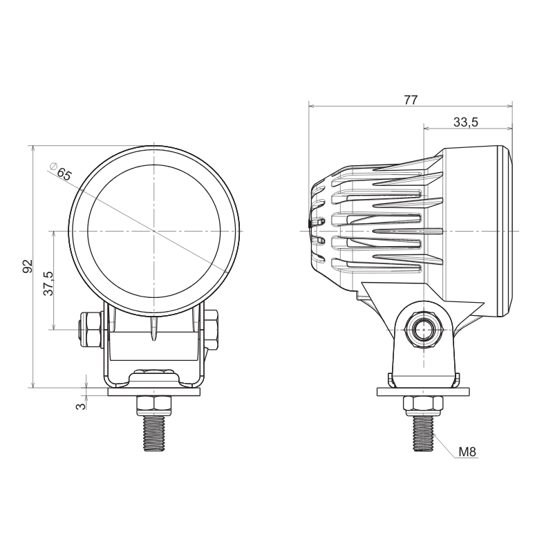 Proiector LED auto lucru, 1200 lumeni, 12-24V, fascicul focalizat, IP69 [4]