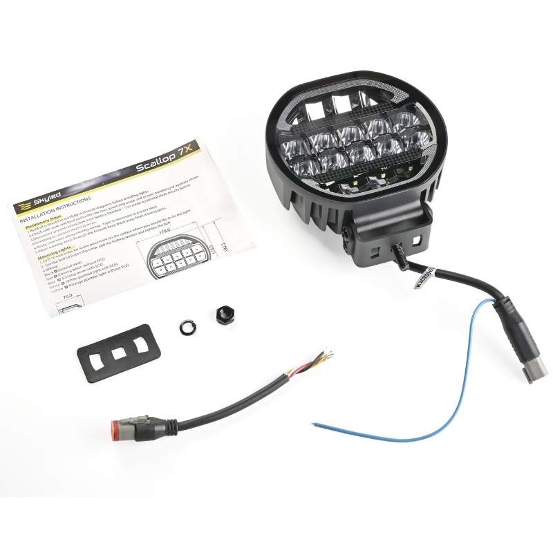 Proiector LED Auto, Scallop 7X 90W, Diametru 17,8cm, Lumina Pozitie Dinamica Alb-Portocaliu, Faza Lunga, Omologare ECE R149, Accesorii 4x4 Offroad [12]