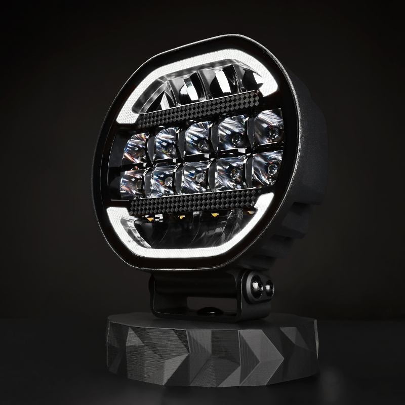 Proiector LED Auto, Scallop 7X 90W, Diametru 17,8cm, Lumina Pozitie Dinamica Alb-Portocaliu, Faza Lunga, Omologare ECE R149, Accesorii 4x4 Offroad [16]