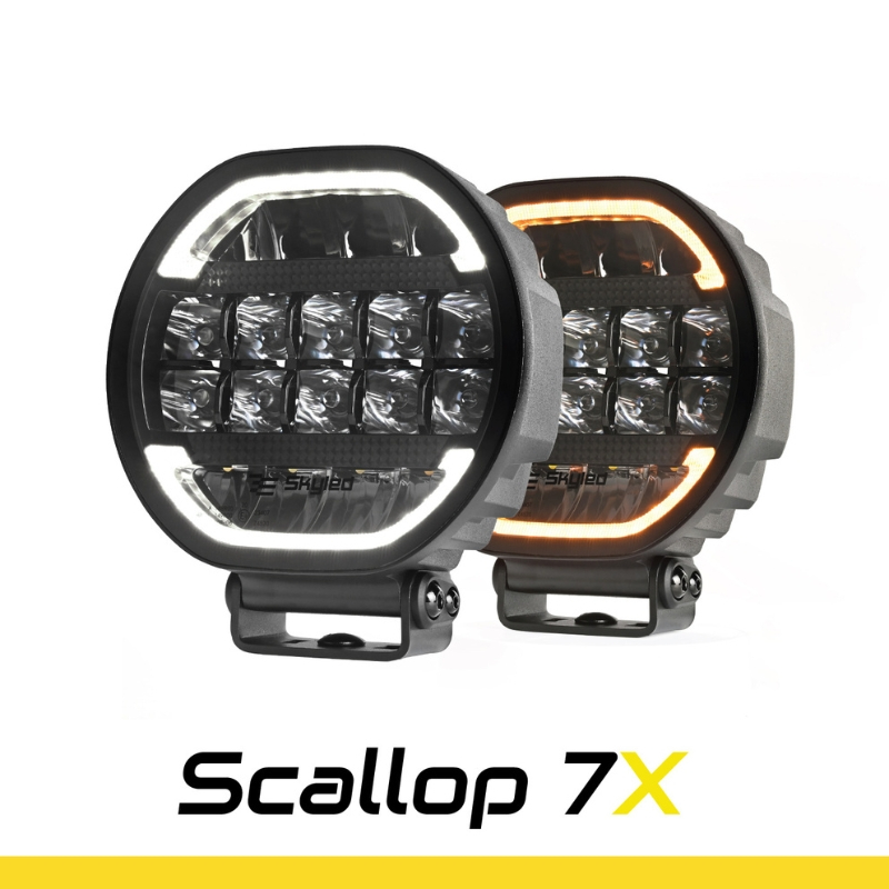 Proiector LED Auto, Scallop 7X 90W, Diametru 17,8cm, Lumina Pozitie Dinamica Alb-Portocaliu, Faza Lunga, Omologare ECE R149, Accesorii 4x4 Offroad [2]