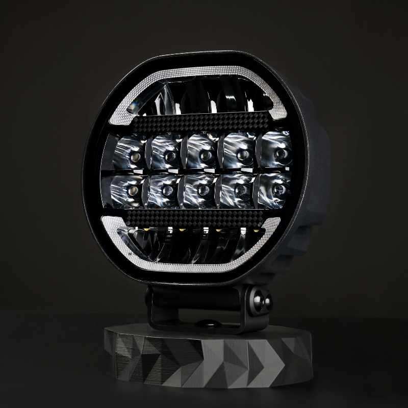 Proiector LED Auto, Scallop 7X 90W, Diametru 17,8cm, Lumina Pozitie Dinamica Alb-Portocaliu, Faza Lunga, Omologare ECE R149, Accesorii 4x4 Offroad [15]