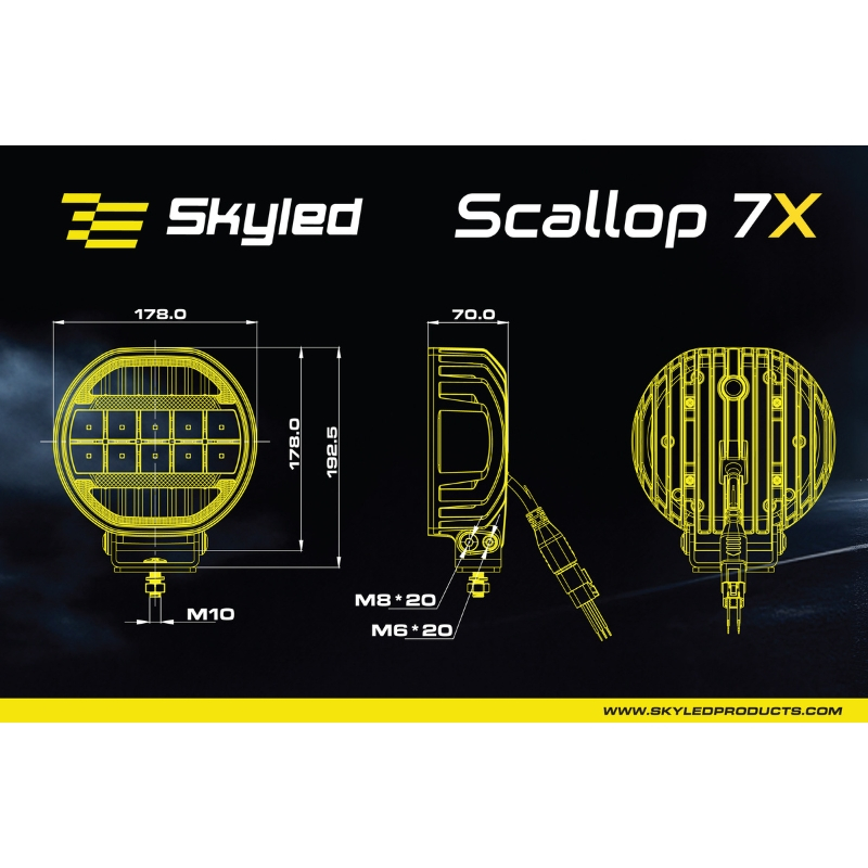 Proiector LED Auto, Scallop 7X 90W, Diametru 17,8cm, Lumina Pozitie Dinamica Alb-Portocaliu, Faza Lunga, Omologare ECE R149, Accesorii 4x4 Offroad [14]