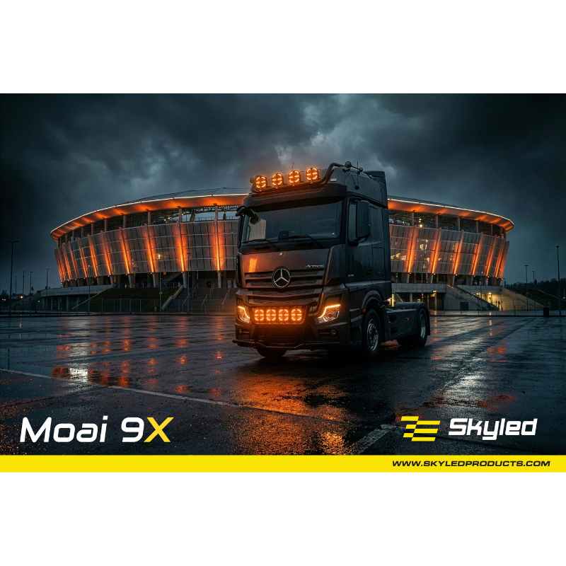 Proiector LED auxiliar Moai 9X Black, 162W, 12/24V, Combo Beam, pozitie alba si portocalie, 5000K, IP68, pentru camioane, 4x4 si utilaje [16]