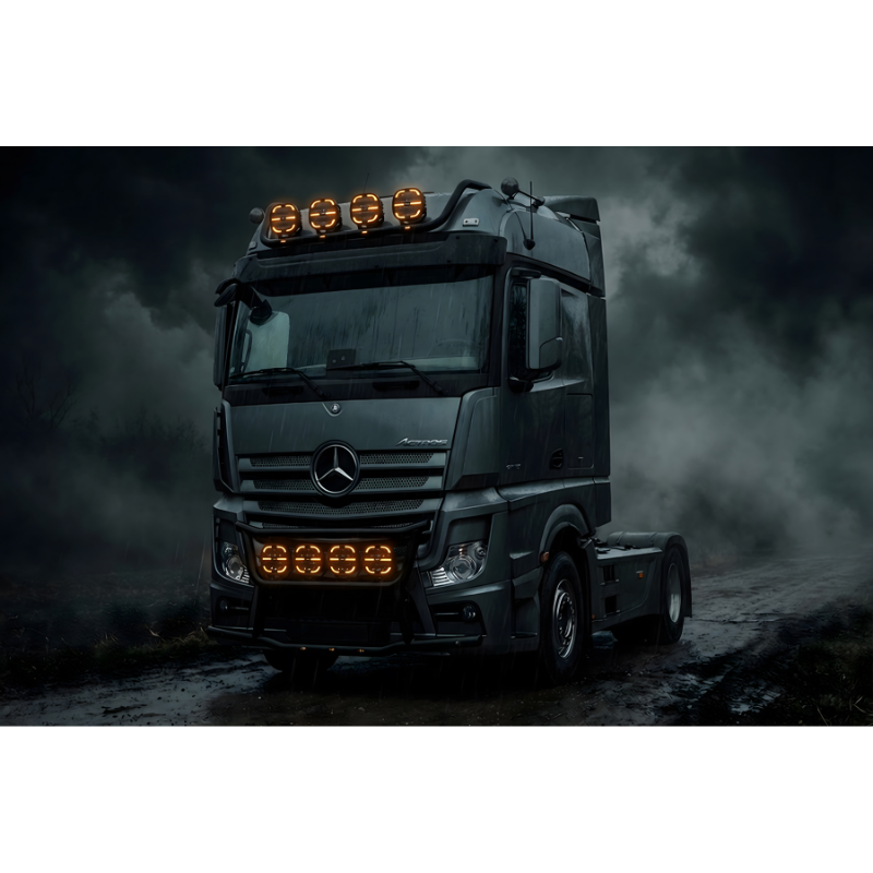Proiector LED auxiliar Moai 9X Black, 162W, 12/24V, Combo Beam, pozitie alba si portocalie, 5000K, IP68, pentru camioane, 4x4 si utilaje [17]
