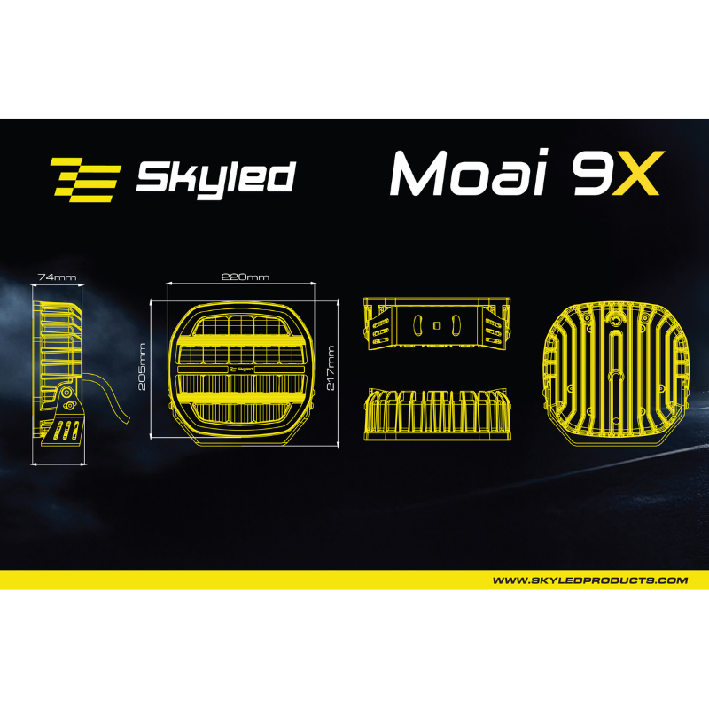 Proiector LED auxiliar Moai 9X Black, 162W, 12/24V, Combo Beam, pozitie alba si portocalie, 5000K, IP68, pentru camioane, 4x4 si utilaje [12]