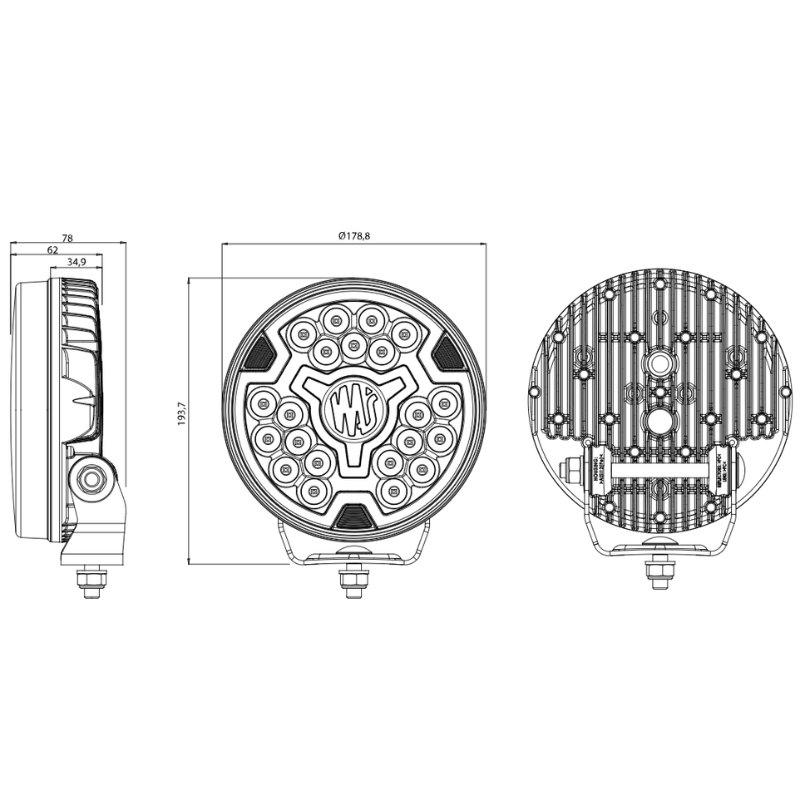 Proiector LED cu 3 tipuri pozitie, portocaliu, Flood, 12 / 24V, 17.8cm, 9200lm, 5700K, 82W, cablu 3m, contur clar [6]