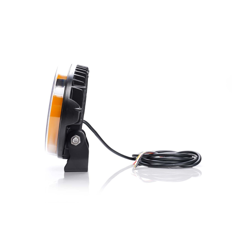 Proiector LED cu 3 tipuri pozitie, Flood, 12 / 24V, 17.8cm, 9200lm, 5700K, 82W, cablu 3m, pozitie alba logo + pozitie galbena contur, contur galben [11]