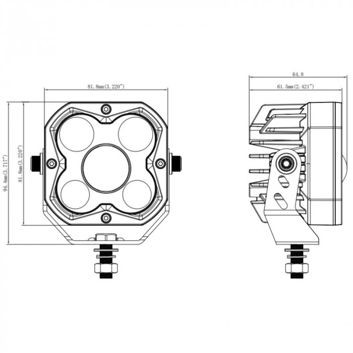 Proiector auto LED cu lentile convexe, flood, 8.18 x 9.44 x 6.15cm, 2700lm, 39w [2]