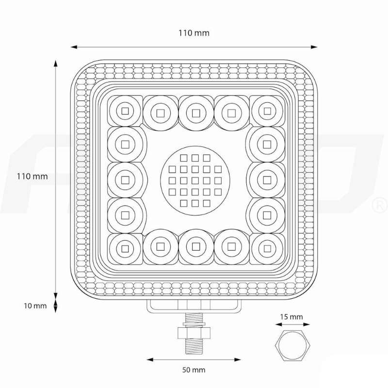 Proiector LED Lucru Auto AWL13, 77 LED, Fascicul Flood, 12/24V, 3840 lm, 11 x 11cm [13]