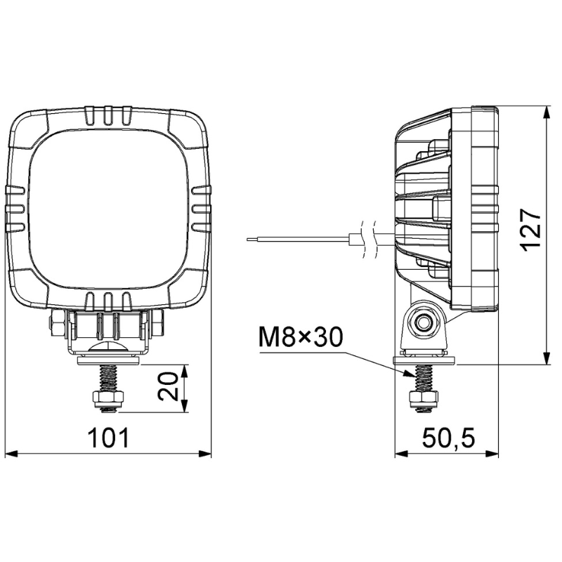 Proiector LED Lucru Rosu, 3.6W, 12/24V, Lumina Difuza, IP68, 10,1x12,7 cm [2]