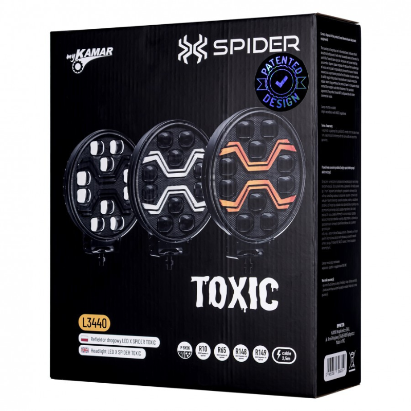 Proiector rotund LED X-SPIDER TOXIC, 80W, 22cm, faza, pozitie alba si stroboscop portocaliu [11]
