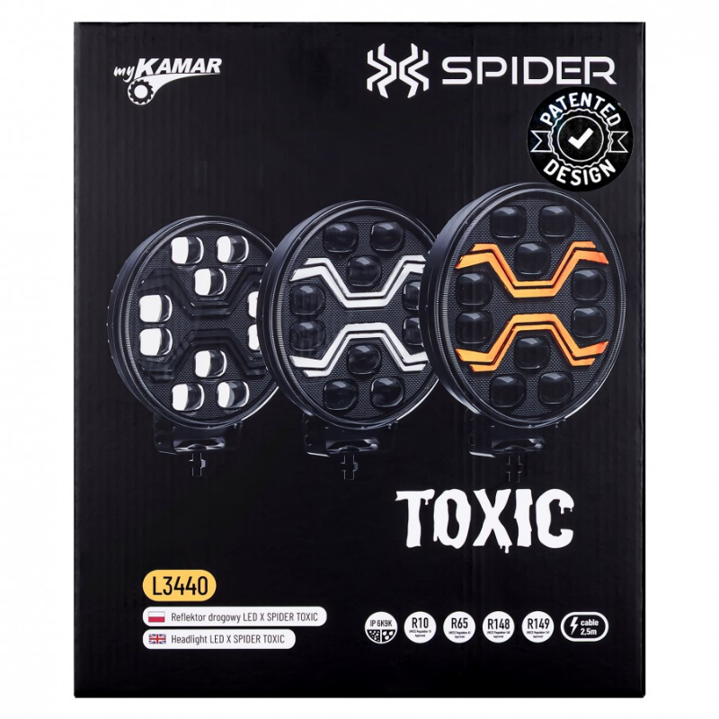 Proiector rotund LED X-SPIDER TOXIC, 80W, 22cm, faza, pozitie alba si stroboscop portocaliu [12]