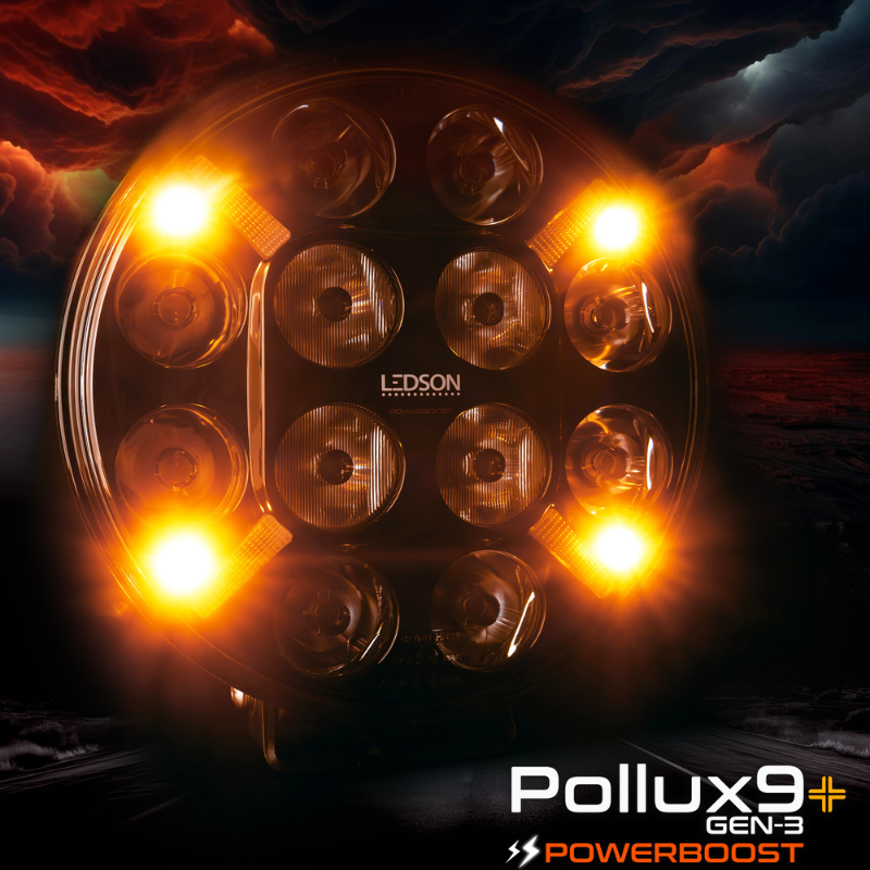Proiector LEDSON Pollux9+, Spot, 120W, 21.8cm, IP68, 12/24V, cu stroboscop si pozitie alb/galbena, Powerboost [2]
