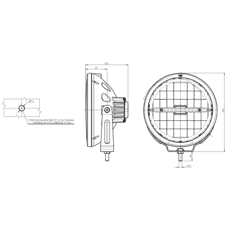 Proiector suplimentar, Rotund, LED, camion, offroad, 23.5cm, 12/24V, W116 30 [6]
