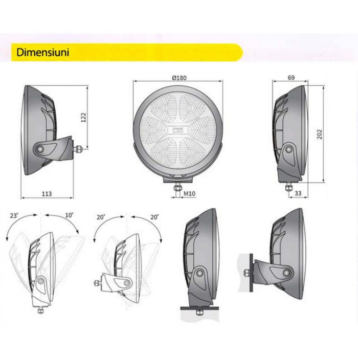 Proiector TIR Rotund MARE Full LED FERVOR 180 LUM2.51200.01 [8]