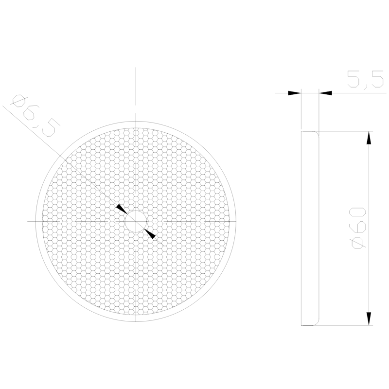 Catadioptru, Reflector rotund alb, galben, roșu cu orificiu de montare Ø60 mm [3]