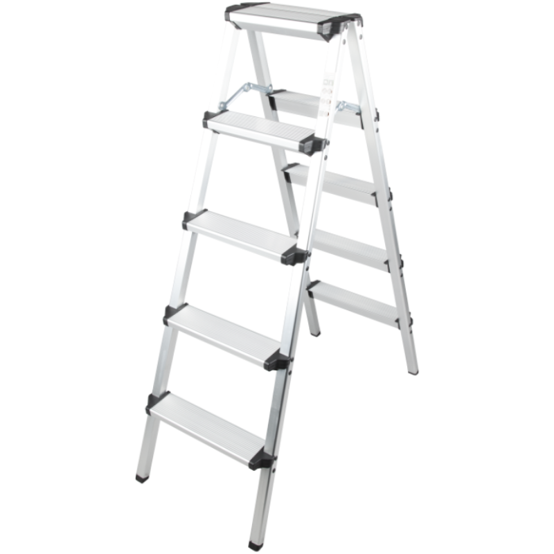 Scara Dubla Aluminiu Profesionala, 5 Trepte, Inaltime 120 cm, Sarcina Maxima 150 kg, Anti-Alunecare [1]