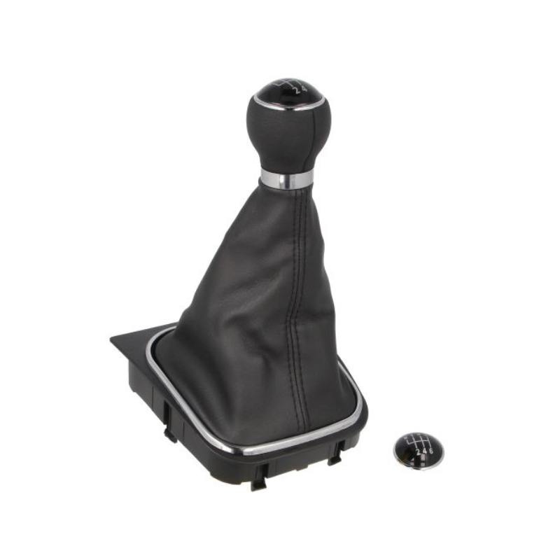 Schimbator viteze, manson piele sintetica, 5/6 trepte, negru/argintiu, insertie fixare, compatibil modele VW [4]