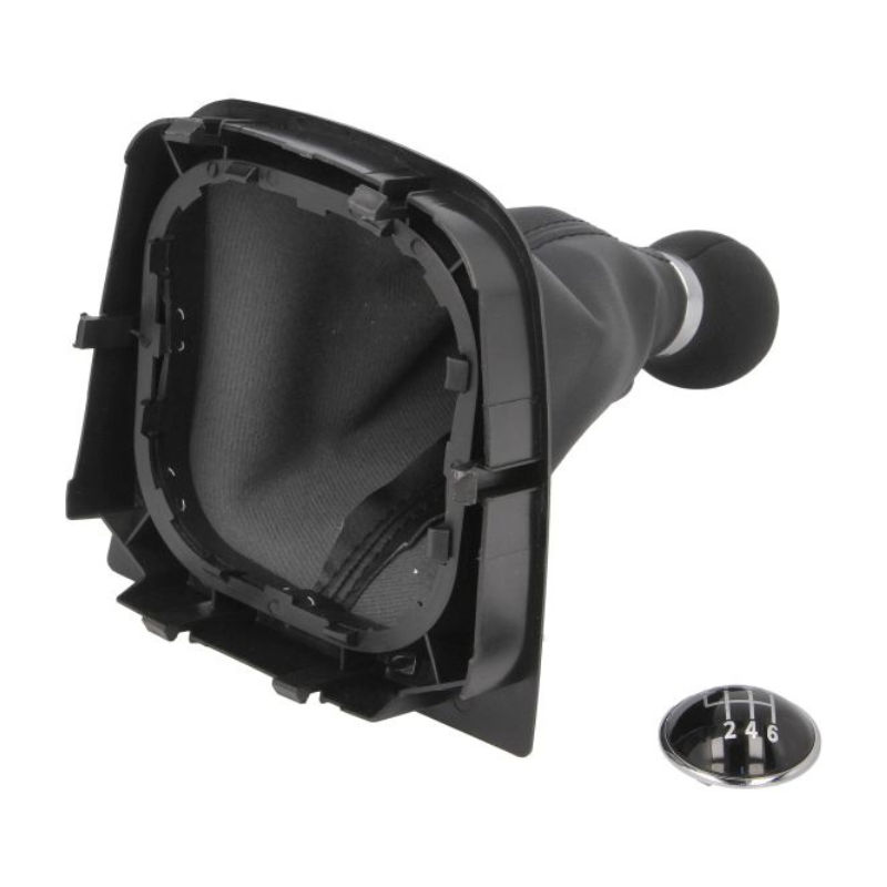 Schimbator viteze, manson piele sintetica, 5/6 trepte, negru/argintiu, insertie fixare, compatibil modele VW [3]