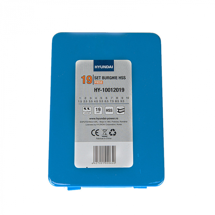 Set 19 burghie pentru metal HSS 1 - 10 mm HYUNDAI HY-10012019 [2]